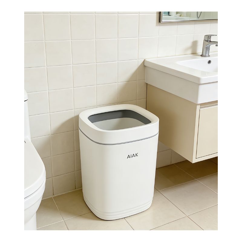 AiAK Heavy Duty Square Plastic Trash Can | Commercial Grade Waste Bin for Wholesale