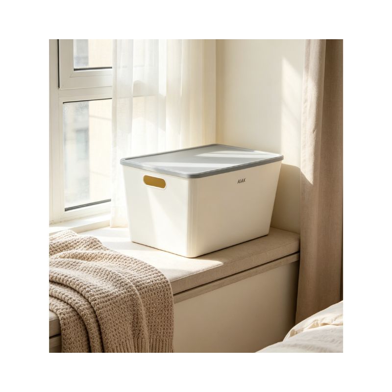 AiAkLidded Rectangular Plastic Storage Box 